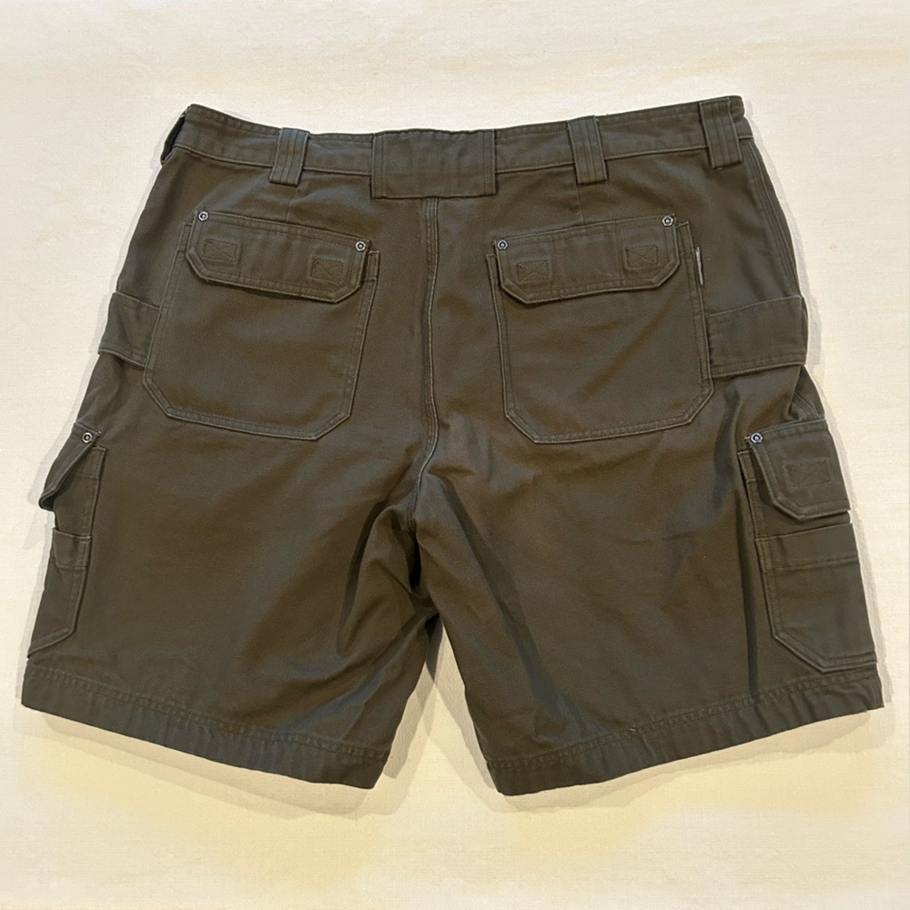 Duluth Trading Canvas Cargo Shorts 100% Cotton Olive Green Size 40 Inseam 11 - Picture 2 of 9